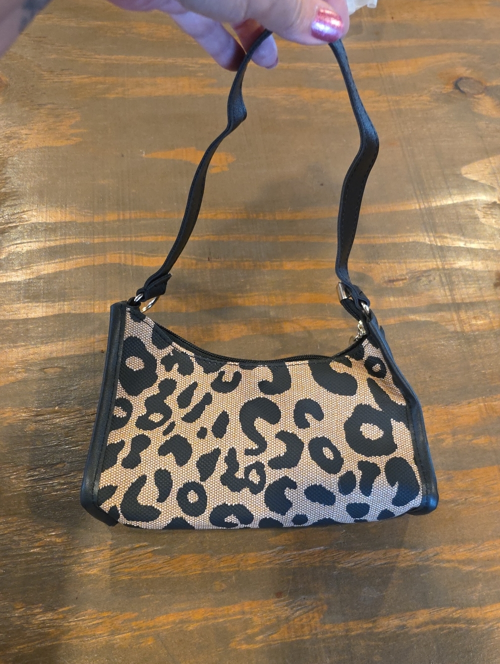 Leopard Print Shoulder Bag in Tan and Black